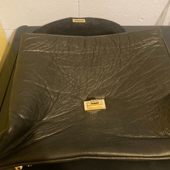 Large 12 x 12" Genuine Leather and Snakeskin Purse - Picture 2 of 9